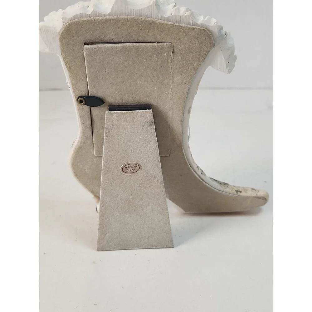Rich Collection Molded Resin Boot Photo Frame Cream Faux Lace Detail Shabby Chic